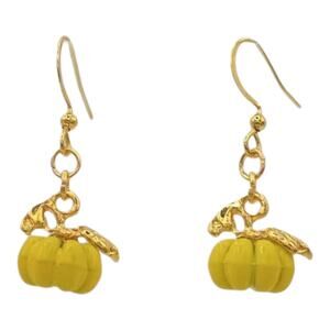 Yellow Pumpkin Dangle Earrings – Cute Fall Accessory – Thanksgiving